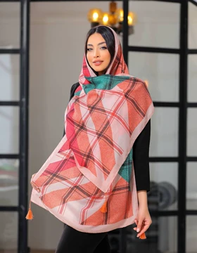 شال نخ پنبه رنگ هلویی 3582