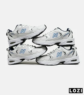 کفش کتانی مردانه و زنانه سفید نقره ای آبی NEW BALANCE 530