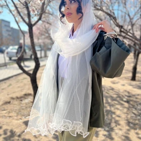 شال توری سفید 3 متر