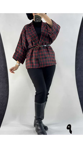 کت باکسی چهارخونه زنانه 66470