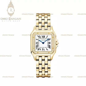 ساعت مچی کارتیه پنتر بند طلایی دورنگین Cartier Panthere