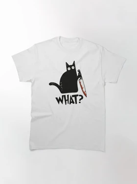 تیشرت Nightmare Before Christmas طرح Cat What? Murderous Black Cat With Knife