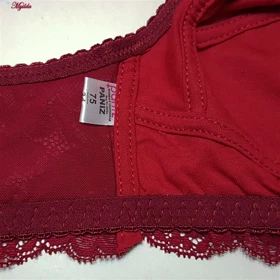 ست شورت و سوتین زنانه پانیذ زرشکی مدل بدون فنر گیپوری کد 9016