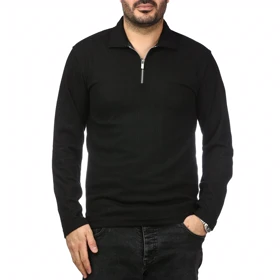 پولوشرت آستین بلند نیم زیپ مردانه سیزر مدل 1550453