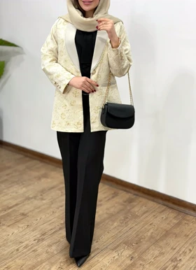 مانتو کتی ژاکارد مروارید دوزی ویونا