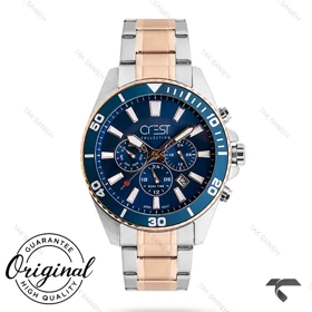 ساعت کرست مردانه 6274-4 صفحه آبی بند رزگلد Crest-10892-G