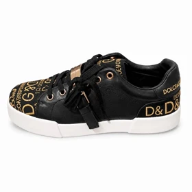 کتانی زنانه اسپرت مشکی طلایی D&G