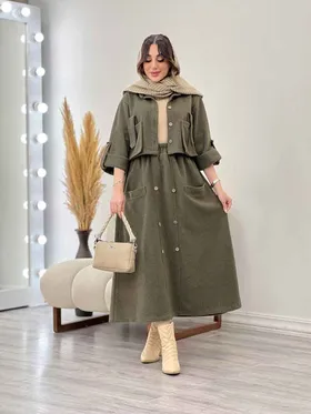 ست کت فوتر و دامن جیب‌دار