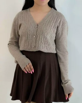 ژاکت بافت جلو دکمه گپ کد 5482