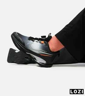 کفش کتانی مردانه و زنانه مشکی بادمجانی NIKE RUNNING DISK PRO