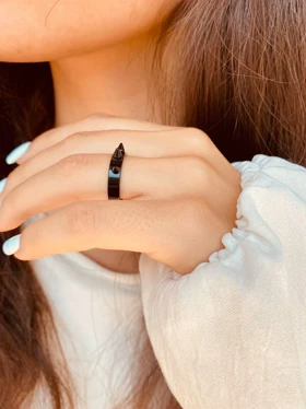 انگشتر تیغ تیغی مشکی استیل