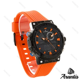 ساعت اورجینال نیوی فورس دو زمانه NF9219 بند رابر نارنجی m-10051