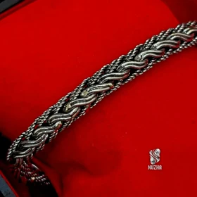 دستبندنقره مردانه سیاه قلم کدdm1011