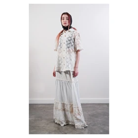 گری پیراهن آستین کوتاه white guipure shirt