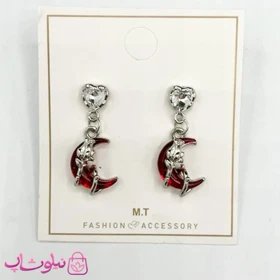 گوشواره گرانج دخترانه استیل طرح ماه سرخ