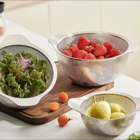 آبکش استیل در سه سایز