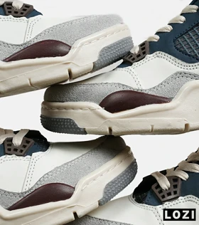 کتانی ساق‌دار زنانه و مردانه آبی سفید کرم Nike air jordan 4