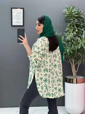 مانتو شومیزی لینن طرح دار سنتی