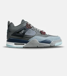 کتانی ساق‌دار زنانه و مردانه طوسی آبی Nike air jordan 4 مدل 8043