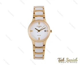 ساعت سیتیزن VIP زنانه سرامیکی سفید طلایی Citizen-4010-L