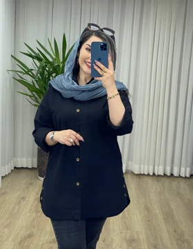 مانتو لینن بغل دکمه کد 2112