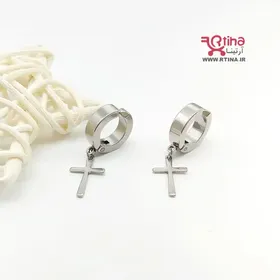 گوشواره بدون سوراخ گوش مدل صلیب پسرانه و دخترانه