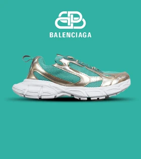 کفش کتانی مردانه و زنانه سبز طلایی Balenciaga 3XL مدل 6824
