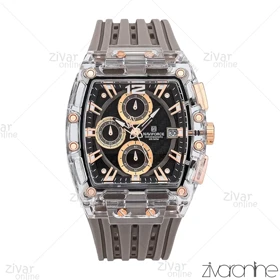 ساعت اورجینال ناوی فورس NaviForce مردانه مستطیلی طوسی رزگلد بند رابر 106994