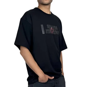 تیشرت آستین کوتاه مردانه مشکی با چاپ دیجیتال