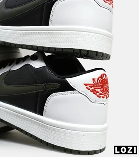 کفش کتانی مردانه و زنانه سفید مشکی NIKE jordan 1 مدل 6213