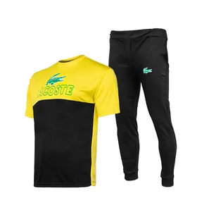 ست مردانه تیشرت وشلوار آستین کوتاه Lacoste ساده یقه گرد