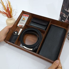 ست هدیه مردانه چرم طبیعی کیف پول و کمربند