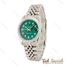 ساعت رولکس زنانه دیت جاست نقره ای صفحه سبز مدیوم Rolex-4511-M-L