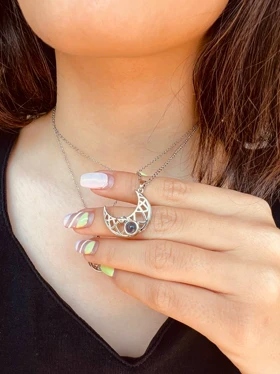 گردنبند ست مهر و ماه استیل