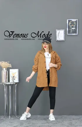مانتو مخمل کبریتی سه جیب