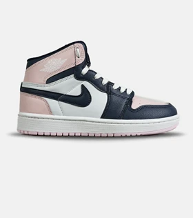 کفش کتانی ساق‌دار زنانه سفید سرمه ای صورتی نایک NIKE jordan 1 مدل 8045