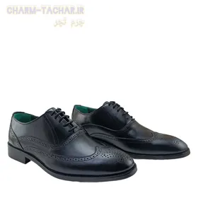 کفش رسمی مردانه مدل هشترک بندی بروژ چرم طبیعی دست دوز زیره نیولایت