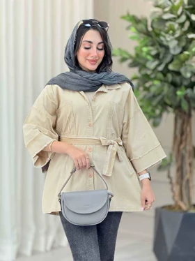 مانتو دو جیب ریش دار پروین