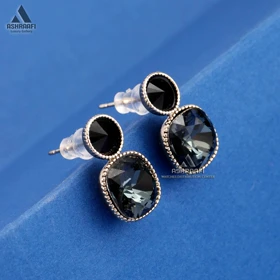 گوشواره طرح جواهر Stone Earrings G1 (مشکی)