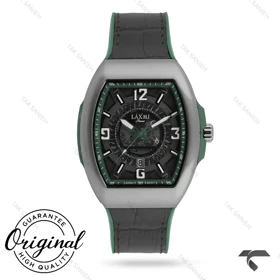 ساعت لاکسمی مردانه 8834-5 سیلور بند چرم مشکی سبز Laxmi-9746-G