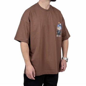 تیشرت آستین کوتاه مردانه قهوه ای دونخ مدل مینیمال