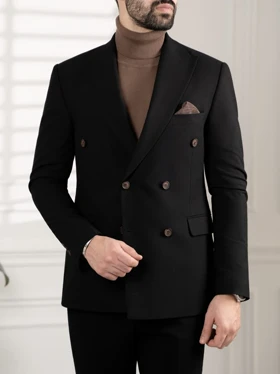 کت دبل برست مشکی کد c208