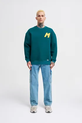 سویشرت سبز بنزینی مهره دوزی شده مردانه M3573