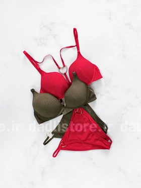 ست شورت و سوتین فنر دار کبریتی هارنس دار قلبی