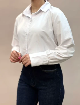 شومیز سفید کتان پنبه 1708