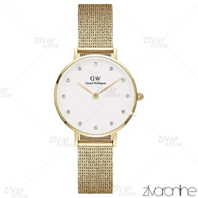 ساعت دنیل ولینگتون زنانه طلایی صفحه سفید ایندکس نگین‌دار 104303