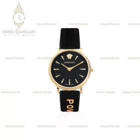 ساعت مچی ورساچه بند چرمی صفحه مشکی Versace