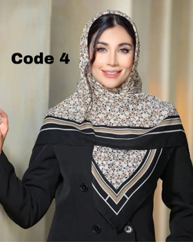 روسری نخ پنبه مشکی نسکافه ای بهاره 3635