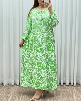 ساحلی نخی طرح گل 7450 (سبز)