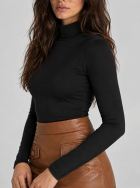 دامن زنانه چرم دو جیب